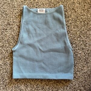 Cotton On Blue Ribbed Crop Tank Top